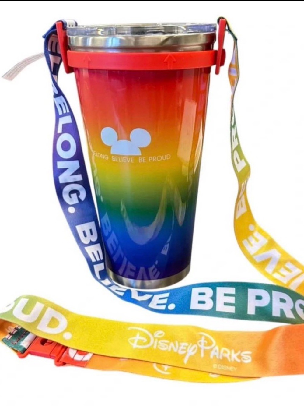 🌈 Disney Parks Mickey Mouse Rainbow Stainless Steel Tumbler – NEW